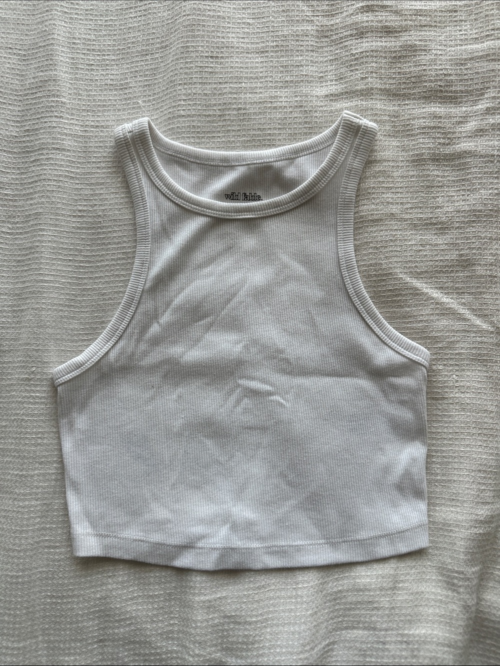 wild fable White Ribbed High-Neck Crop Tank